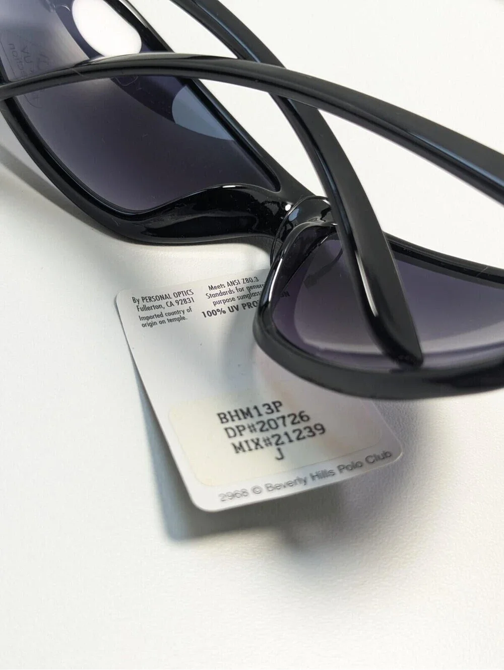 Beverly Hills Polo Club 18857 Personal Optics Black Sunglasses 100% UV Protect